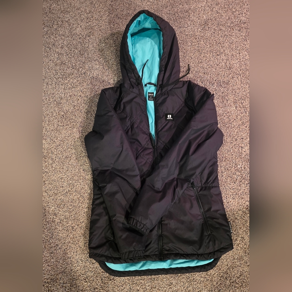 Black Hooded Jacket with Blue Lining